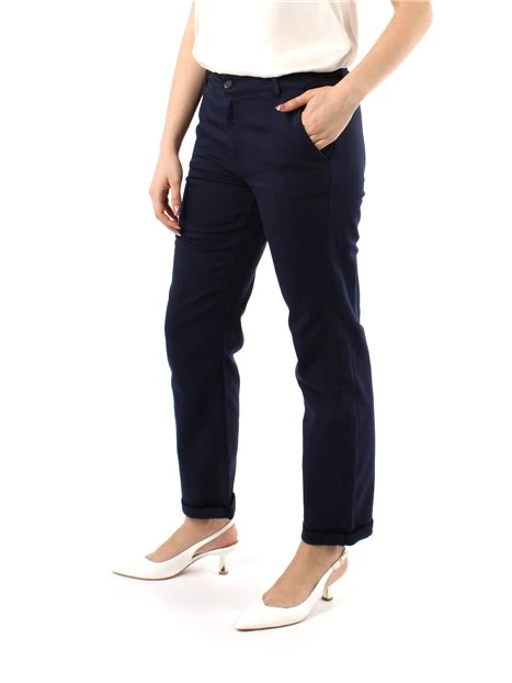 PANTALONI A SIGARETTA IN RASO DI COTONE DONNA BLU