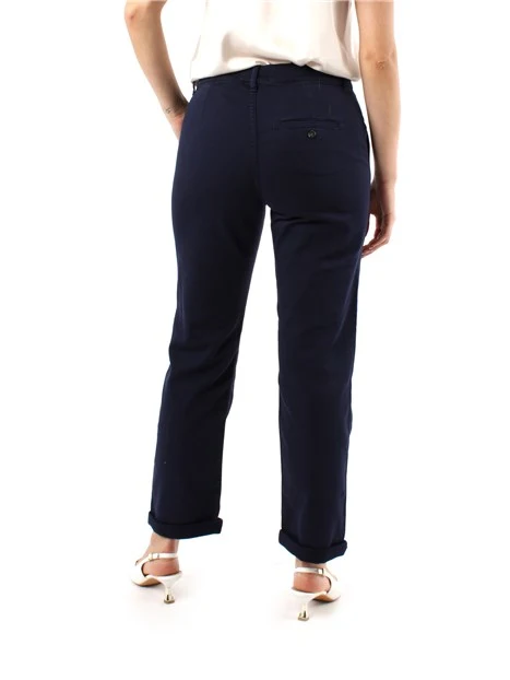 PANTALONI A SIGARETTA IN RASO DI COTONE DONNA BLU