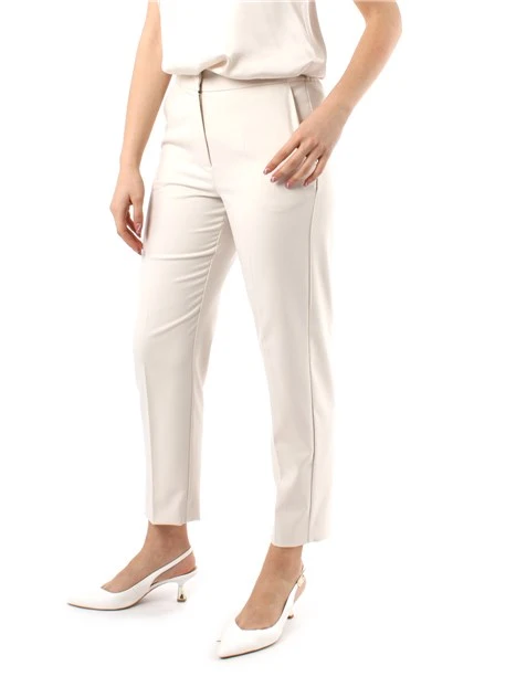 PANTALONI CROPPED IN TWILL DONNA BIANCO BURRO