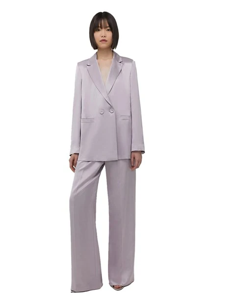 GIACCA BLAZER DOPPIOPETTO IN RASO MISTO LINO DONNA ROSA