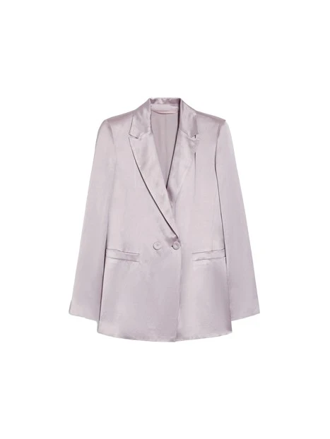 GIACCA BLAZER DOPPIOPETTO IN RASO MISTO LINO DONNA ROSA