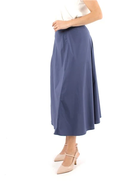 GONNA MIDI IN POPELINE DI COTONE DONNA BLU