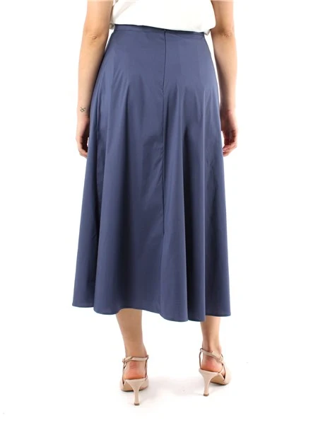 GONNA MIDI IN POPELINE DI COTONE DONNA BLU