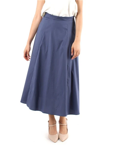 GONNA MIDI IN POPELINE DI COTONE DONNA BLU