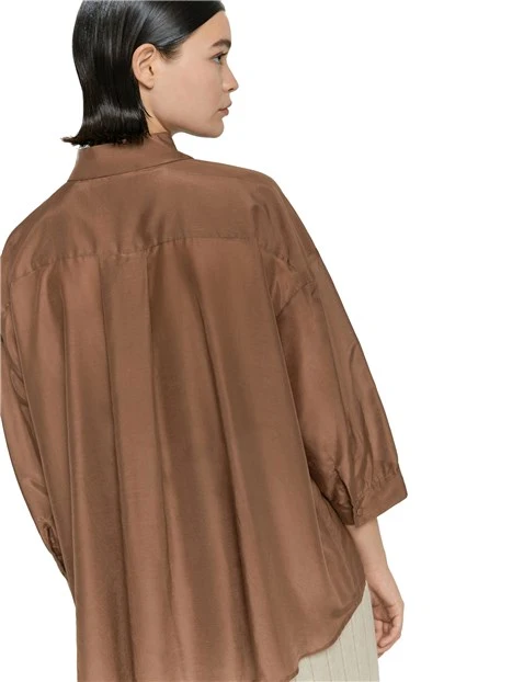 CAMICIA IN MISTO SETA DONNA MARRONE