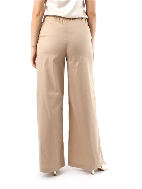 PANTALONI PALAZZO IN POPELINE DI COTONE DONNA BEIGE