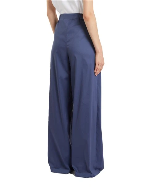 PANTALONI PALAZZO IN POPELINE DI COTONE DONNA BLU