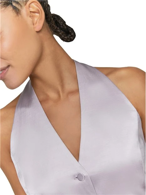 GILET ADERENTE IN RASO MISTO LINO DONNA ROSA