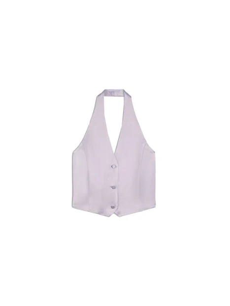 GILET ADERENTE IN RASO MISTO LINO DONNA ROSA