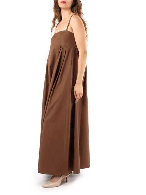 VESTITO LUNGO IN POPELINE DI COTONE DONNA MARRONE