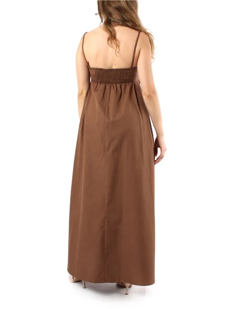 VESTITO LUNGO IN POPELINE DI COTONE DONNA MARRONE
