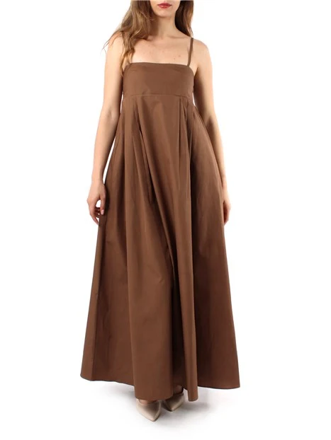VESTITO LUNGO IN POPELINE DI COTONE DONNA MARRONE