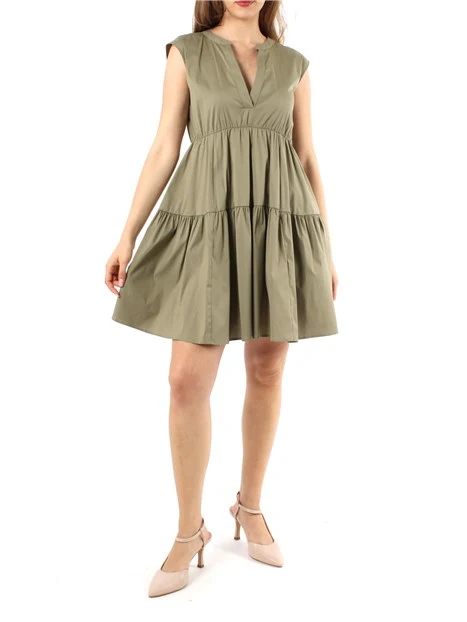 VESTITO CORTO CON BALZE DONNA VERDE