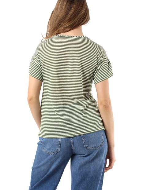 T-SHIRT MANICA CORTA IN JERSEY MISTO LINO DONNA BIANCO