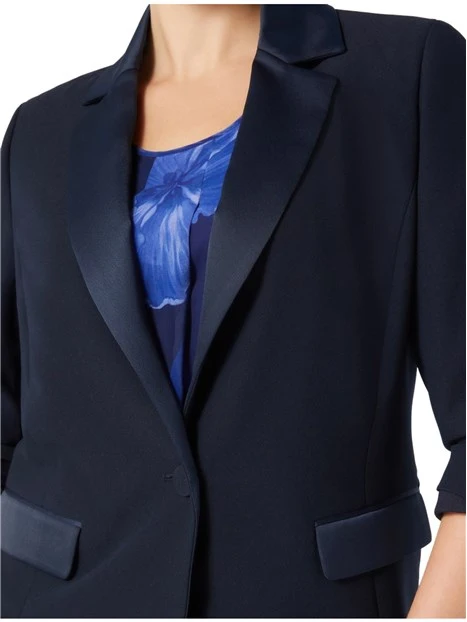GIACCA BLAZER IN CRÊPE ENVERS SATIN DONNA BLU
