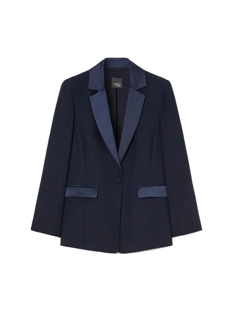 GIACCA BLAZER IN CRÊPE ENVERS SATIN DONNA BLU