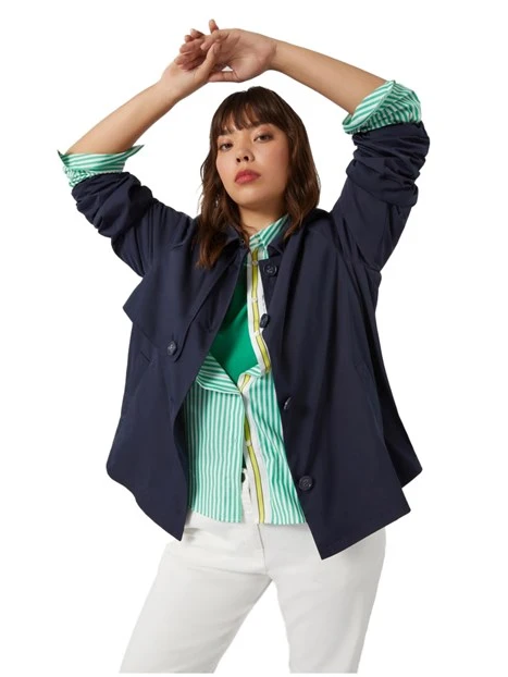 TRENCH CORTO IN MISTO COTONE DONNA BLU