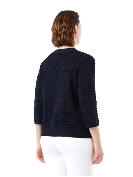 CARDIGAN A RIGHE DONNA BIANCO BLU