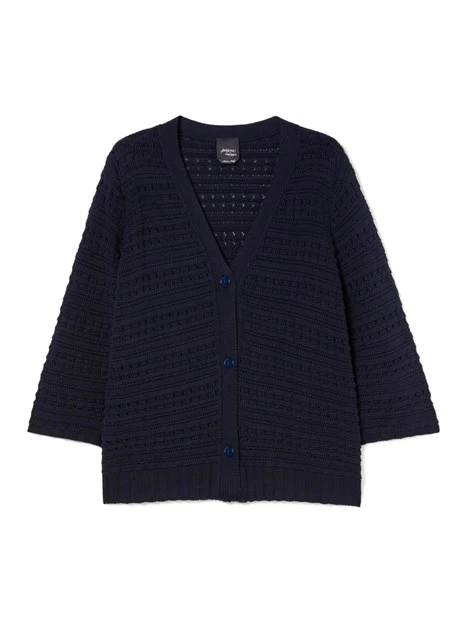 CARDIGAN A RIGHE DONNA BIANCO BLU