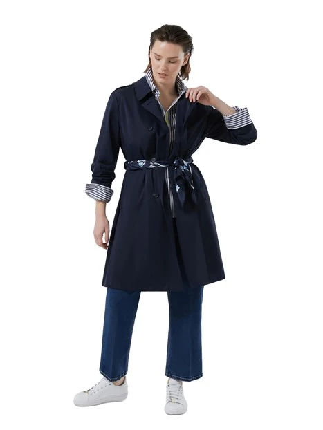 CAMICIA A RIGHE IN POPELINE DI COTONE DONNA BIANCO BLU