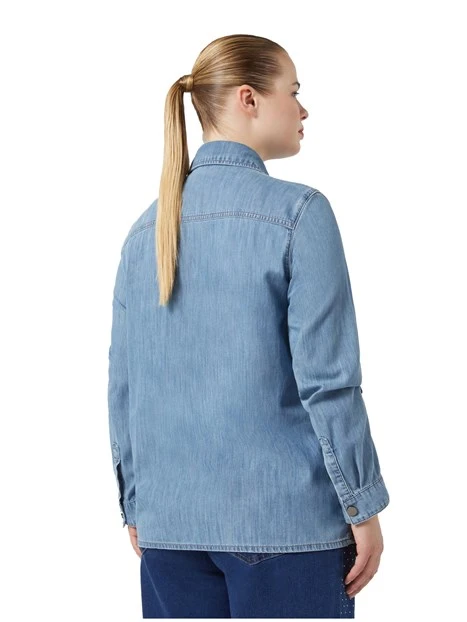 CAMICIA IN DENIM CON STRASS DONNA BLU JEANS