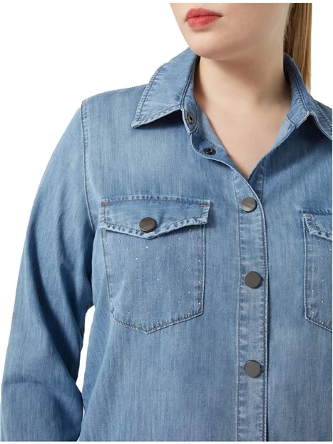 CAMICIA IN DENIM CON STRASS DONNA BLU JEANS