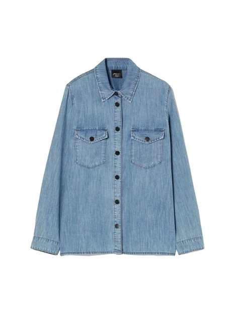 CAMICIA IN DENIM CON STRASS DONNA BLU JEANS