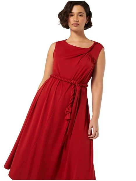 VESTITO MIDI IN JERSEY DONNA ROSSO