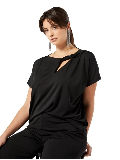 T-SHIRT IN JERSEY CRÊPE INTERLOCK DONNA NERO
