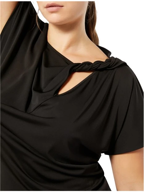 T-SHIRT IN JERSEY CRÊPE INTERLOCK DONNA NERO