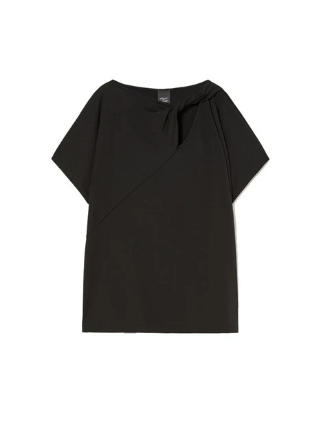 T-SHIRT IN JERSEY CRÊPE INTERLOCK DONNA NERO