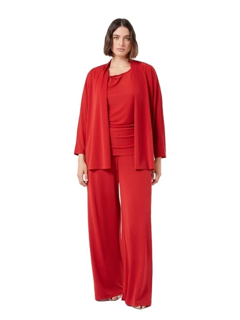 PANTALONI PALAZZO IN JERSEY INTERLOCK STRETCH DONNA ROSSO