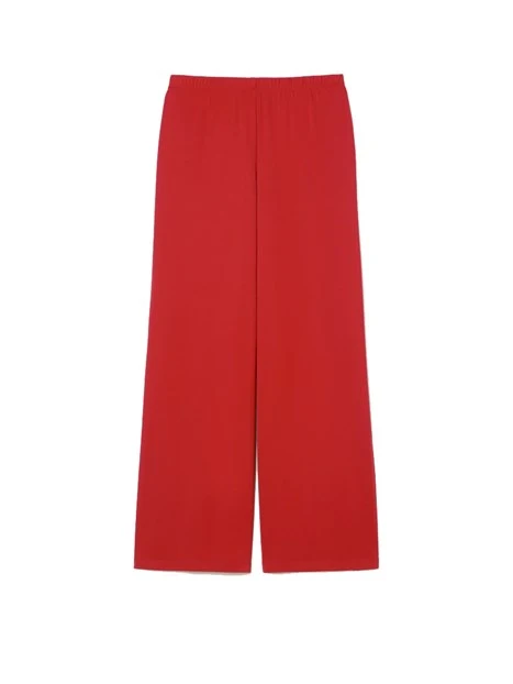 PANTALONI PALAZZO IN JERSEY INTERLOCK STRETCH DONNA ROSSO