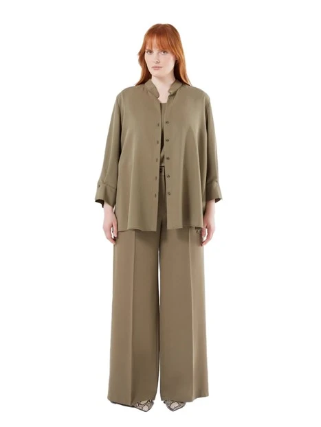 PANTALONI PALAZZO IN TENCEL DONNA VERDE