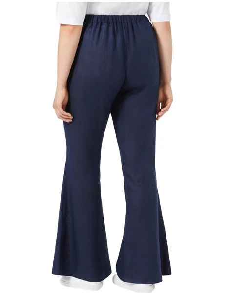 PANTALONI A ZAMPA IN LINO DONNA BLU