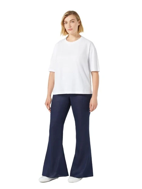 PANTALONI A ZAMPA IN LINO DONNA BLU