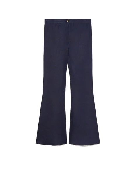 PANTALONI A ZAMPA IN LINO DONNA BLU
