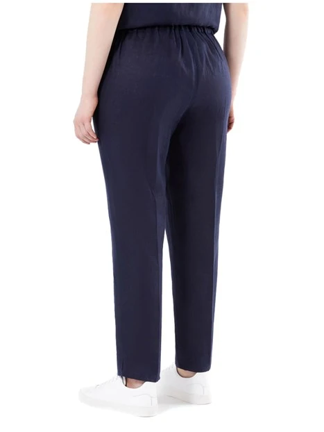 PANTALONI CHINO SLIM IN LINO DONNA BLU