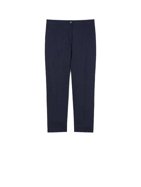 PANTALONI CHINO SLIM IN LINO DONNA BLU