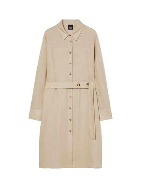 VESTITO CHEMISIER IN LINO DONNA BEIGE