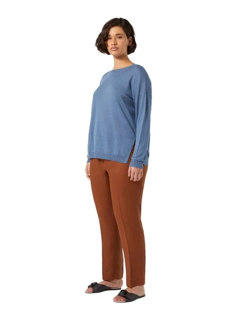 PANTALONI CHINO SLIM IN LINO DONNA MARRONE