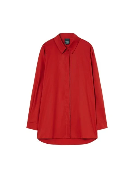 CAMICIA OVER IN POPELINE DI COTONE DONNA ROSSO