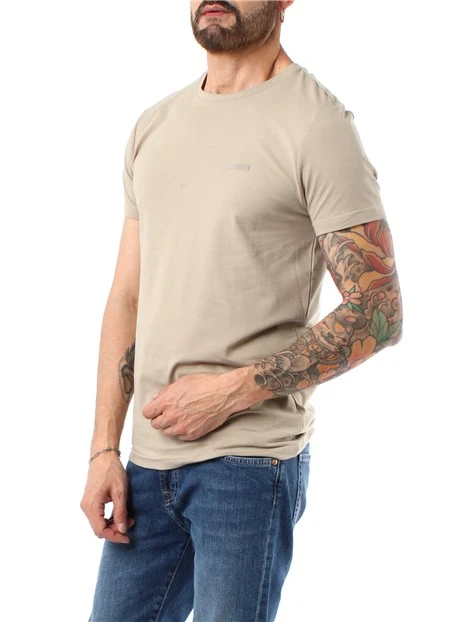 T-SHIRT A MANICA CORTA SLIM FIT UOMO BEIGE