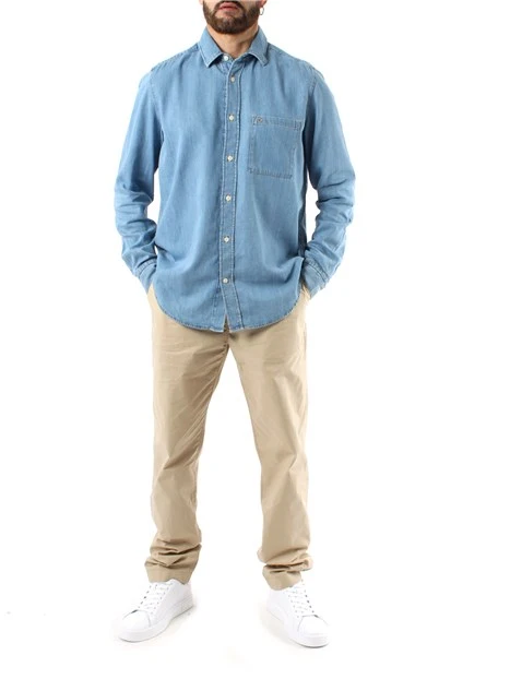 CAMICIA IN DENIM CON TASCA UOMO BLU