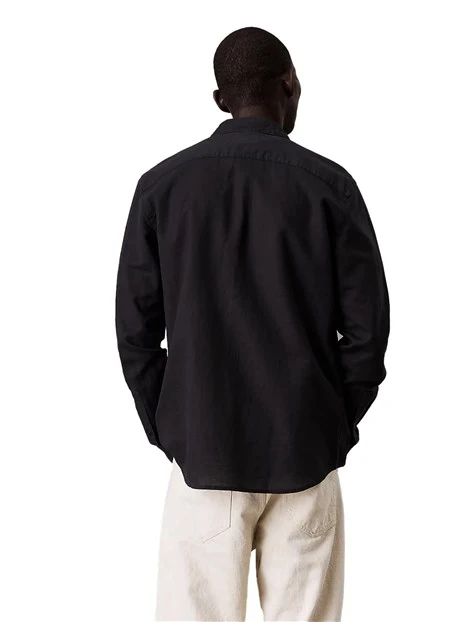 CAMICIA CASUAL IN COTONE E LINO UOMO NERO