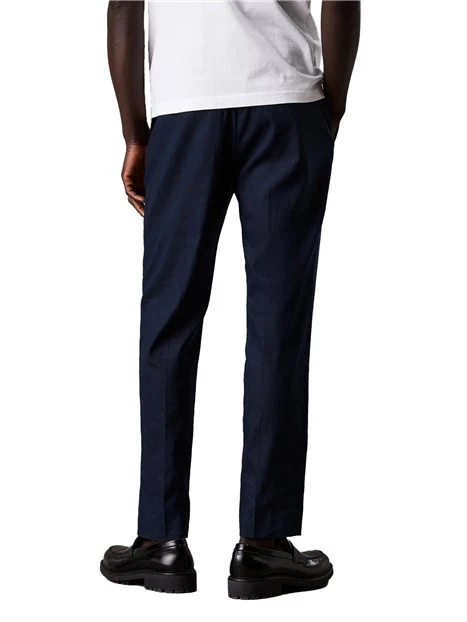 PANTALONI CHINO IN MISTO LINO UOMO BLU