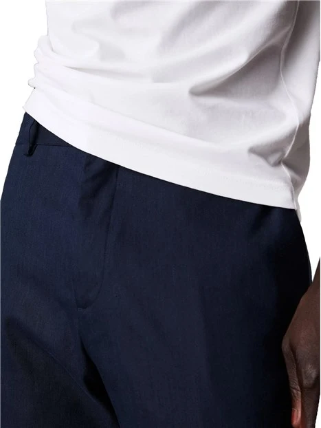 PANTALONI CHINO IN MISTO LINO UOMO BLU