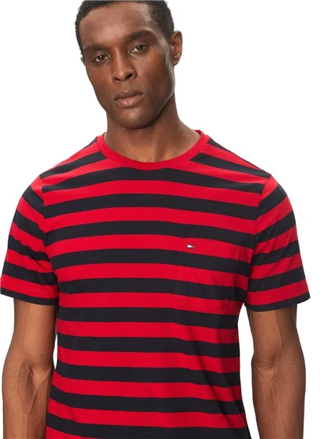 T-SHIRT MANICA CORTA A RIGHE UOMO ROSSO BLU