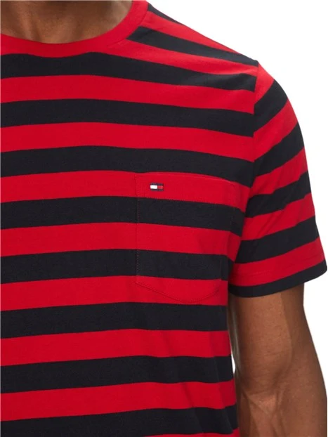 T-SHIRT MANICA CORTA A RIGHE UOMO ROSSO BLU