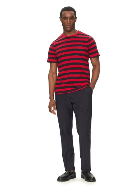 T-SHIRT MANICA CORTA A RIGHE UOMO ROSSO BLU